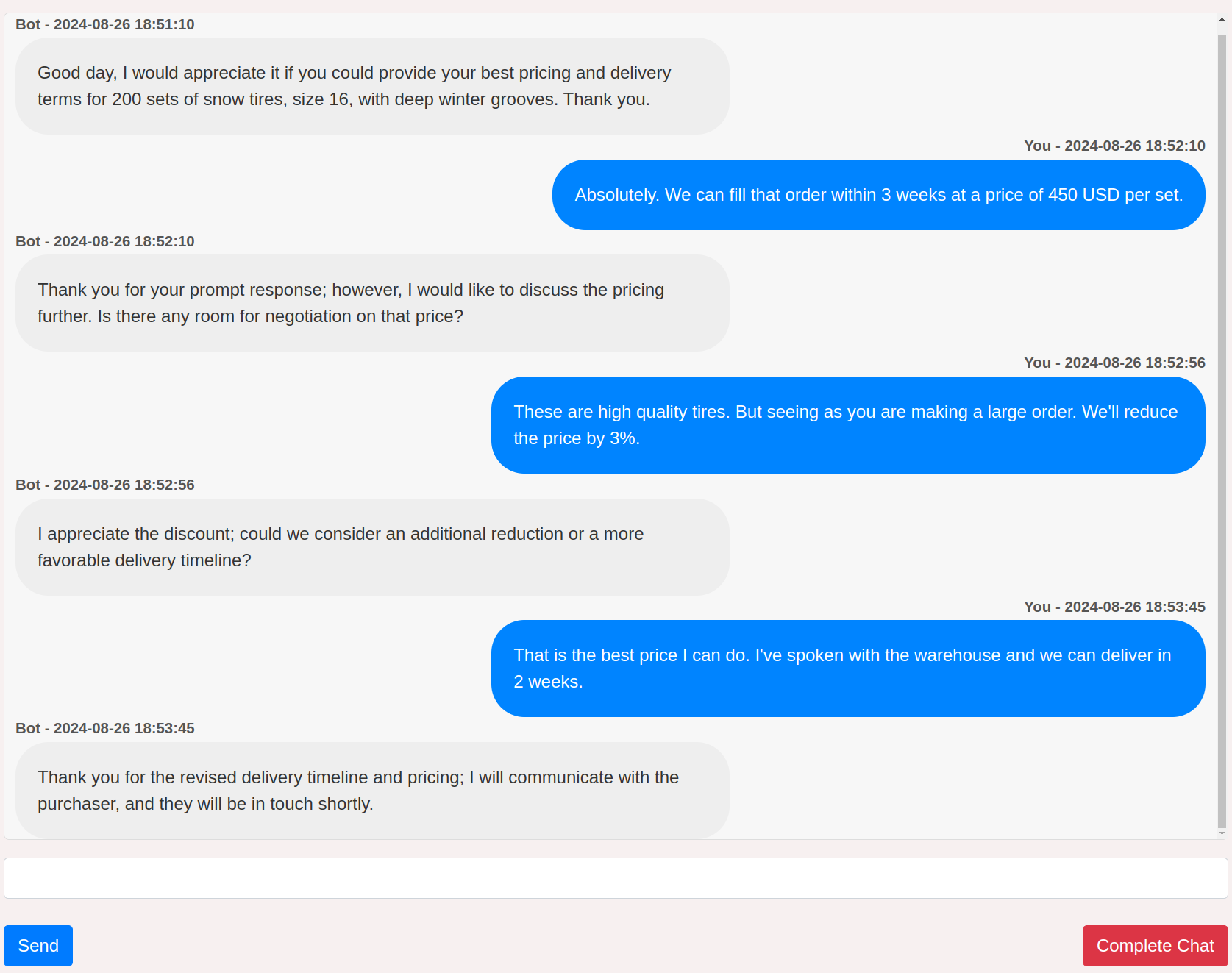 AI Chat Interface with Suppliers